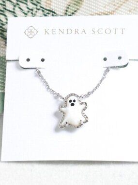 New Kendra Scott White Mother-of-Pearl Ghost Necklace Silver
